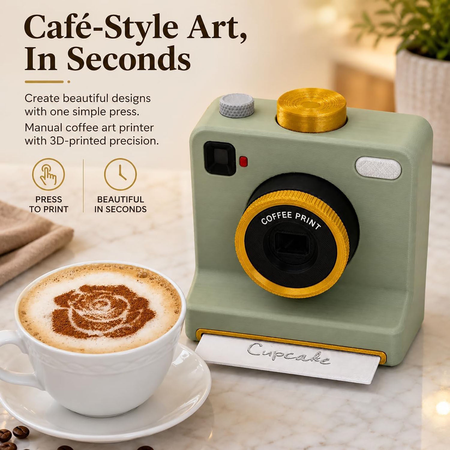Coffee Shiba Latte Art Printer | DIY One-Click Stencil Machine + 5 Free Templates
