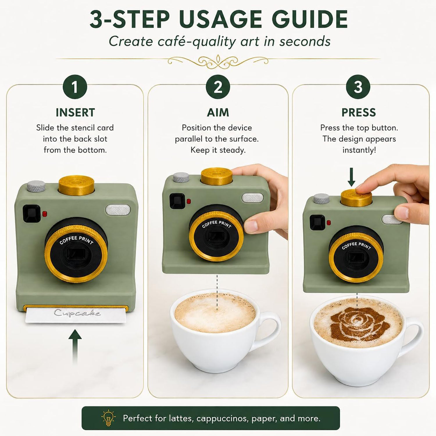 Coffee Shiba Latte Art Printer | DIY One-Click Stencil Machine + 5 Free Templates